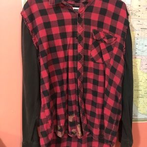 Distressed Plaid Jacket  Hot Topic *BLEACH STAINS*